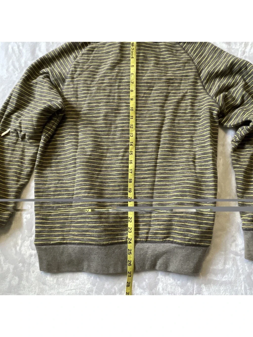 North Face Cozy Men’s Charcoal Yellow Striped Zippered Hoodie With Pockets Med